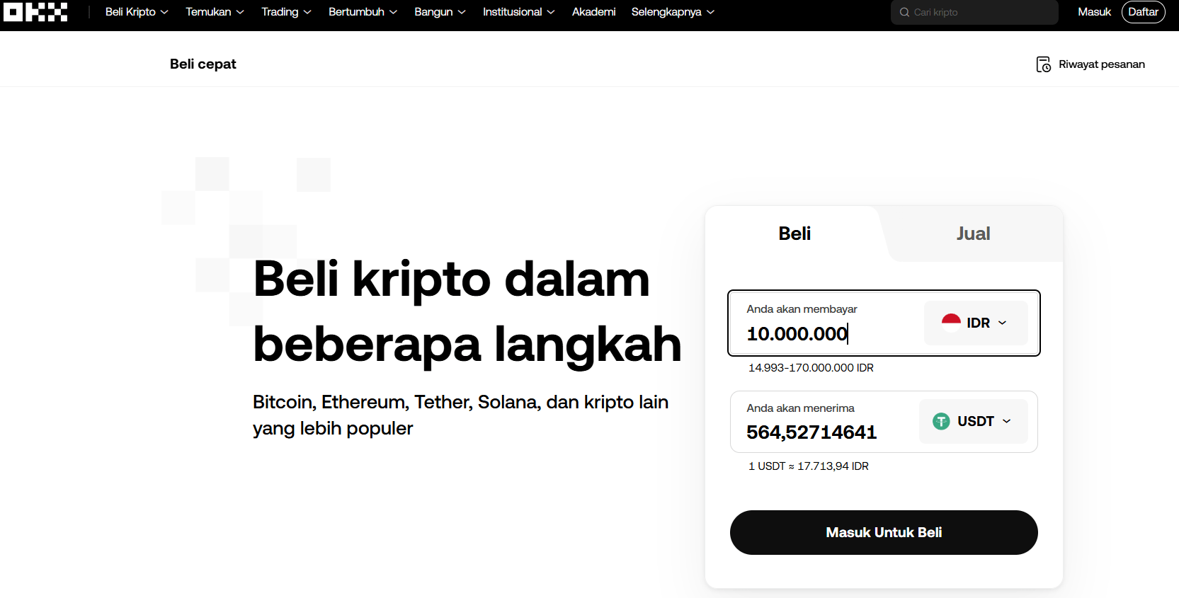 OKX - Cara Membeli Crypto