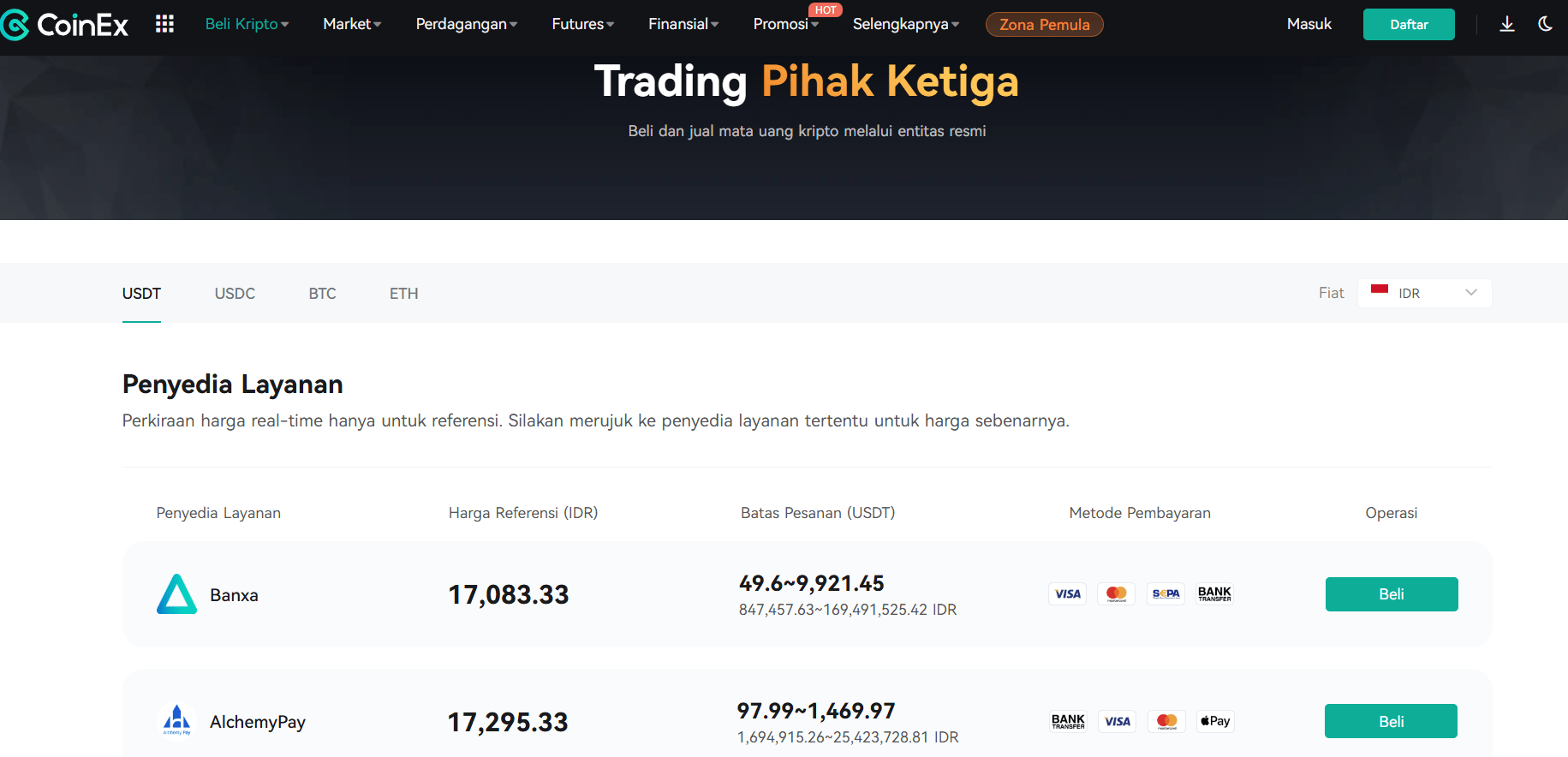 CoinEx - Cara Membeli Crypto