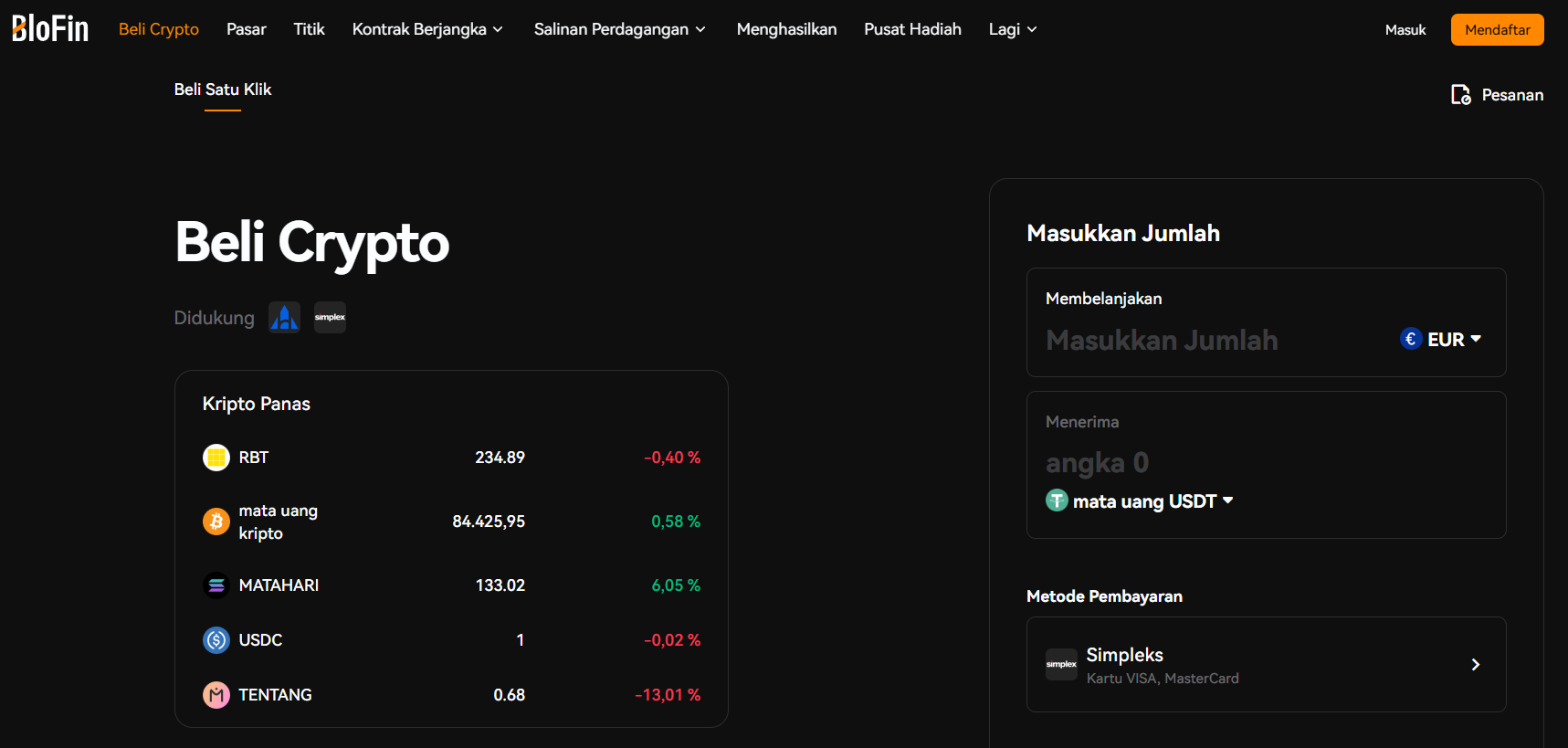 BloFin - Cara Membeli Crypto