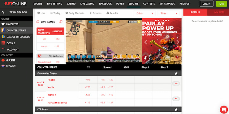 a snapshot of csgo live betting options at betonline