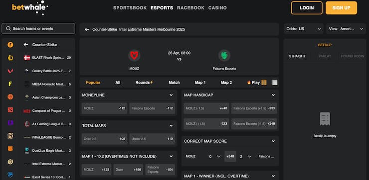csgo map and prop bets at betwhale sportsbook