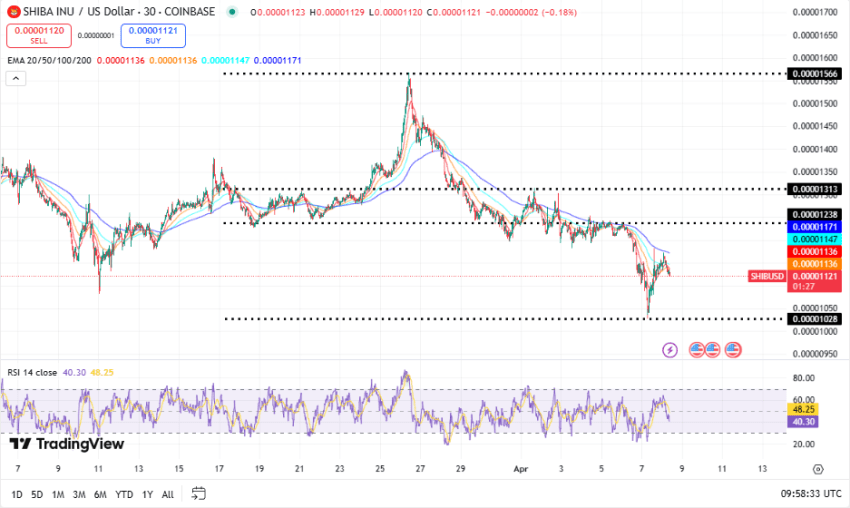Shiba Inu koers, TradingView
