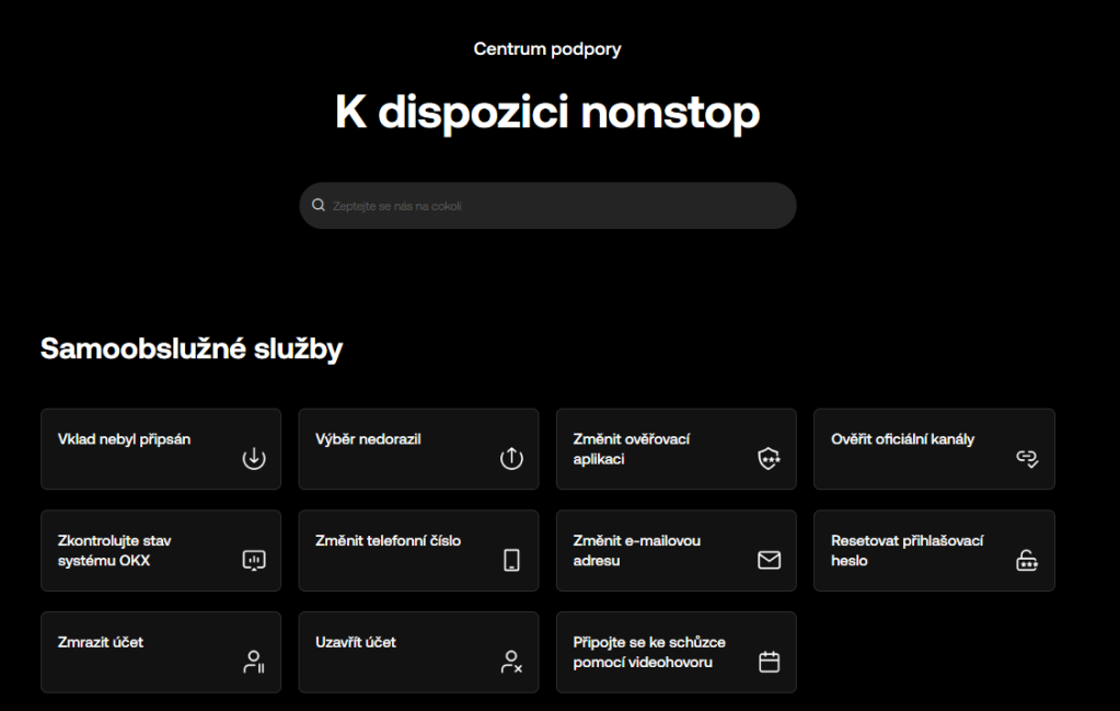 Zákaznická podpora OKX.