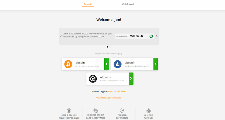 Wild Casino registration - step four