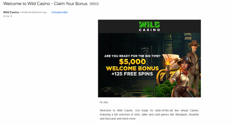 Wild Casino registration - step three