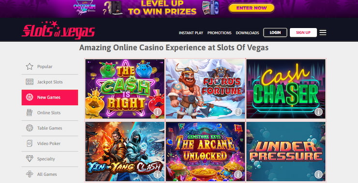 a snapshot of the reels at slots of vegas $1 deposit casino