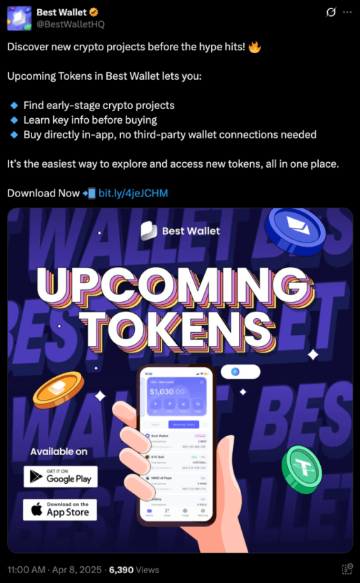 베스트 월렛을 사용하면 각종 신규 토큰을 접할 수 있다