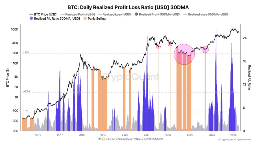Bitcoin Daily Realized Profit Loss Ratio. Source: Axel Adler on X
