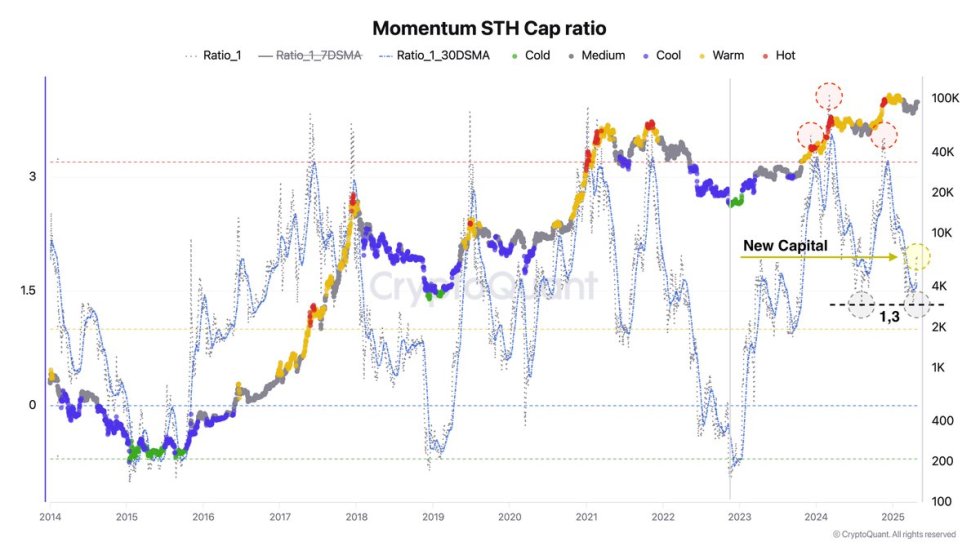 Bitcoin Momentum STH Cap ratio | Source: Axel Adler on X