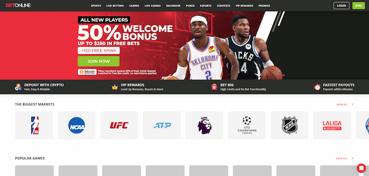 A screenshot showing the 'Join' button on the top-right corner of the BetOnline page.