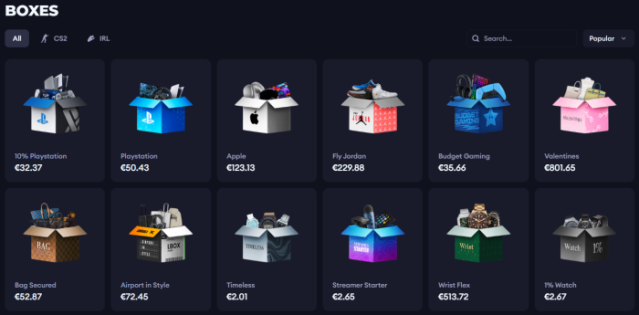 Lootbox mystery box categories