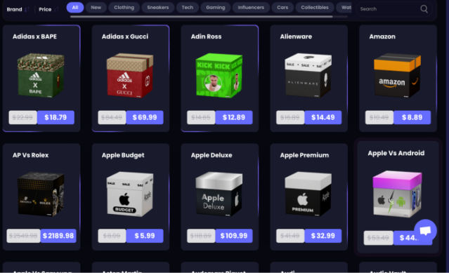 RillaBox mystery boxes in alphabetical order