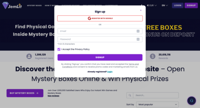 Signing up to Jemlit