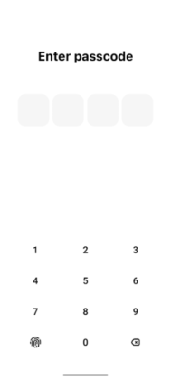 Security code entry screen