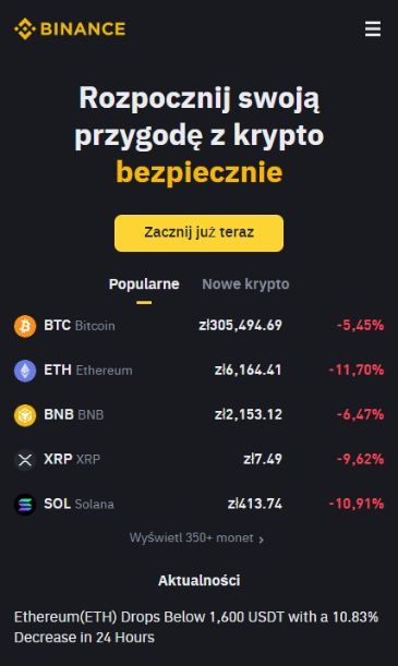 jak kupić Bitcoin na binance