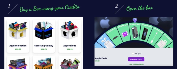 krok 3 wybierz mystery box