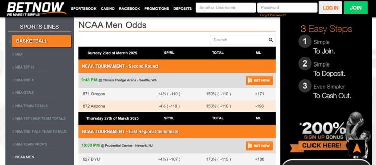 march madness betting sites BetNow NCAA