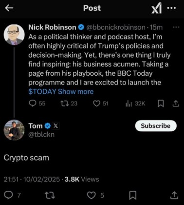 Nick Robinson crypto scam