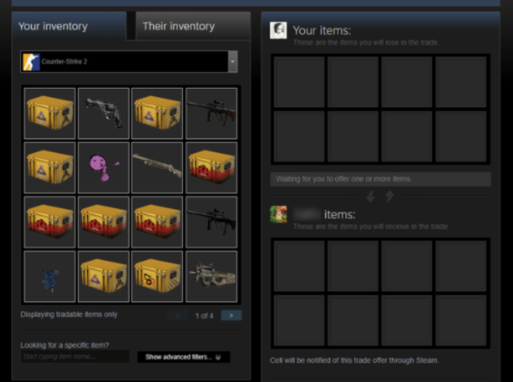 Obchodování se skiny na Steamu