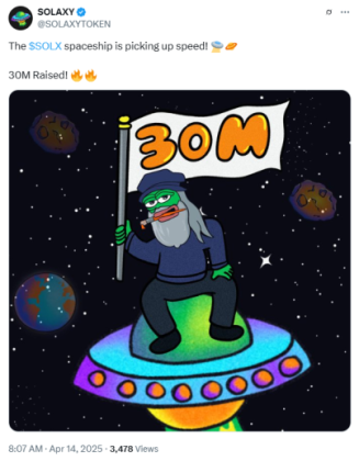 솔락시 3000만달러 모금 트위터 게시물