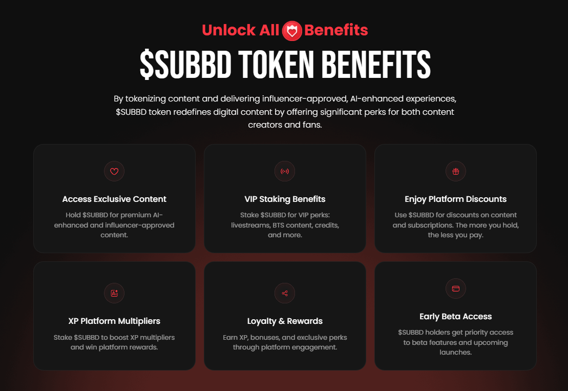 SUBBD Token benefits