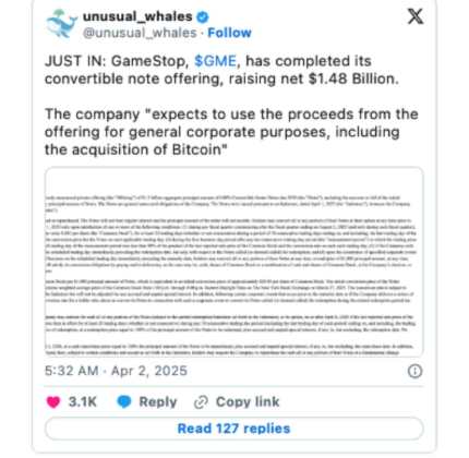 Bitcoin- unusual post en X