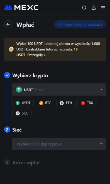 wpłata MEXC depozyt