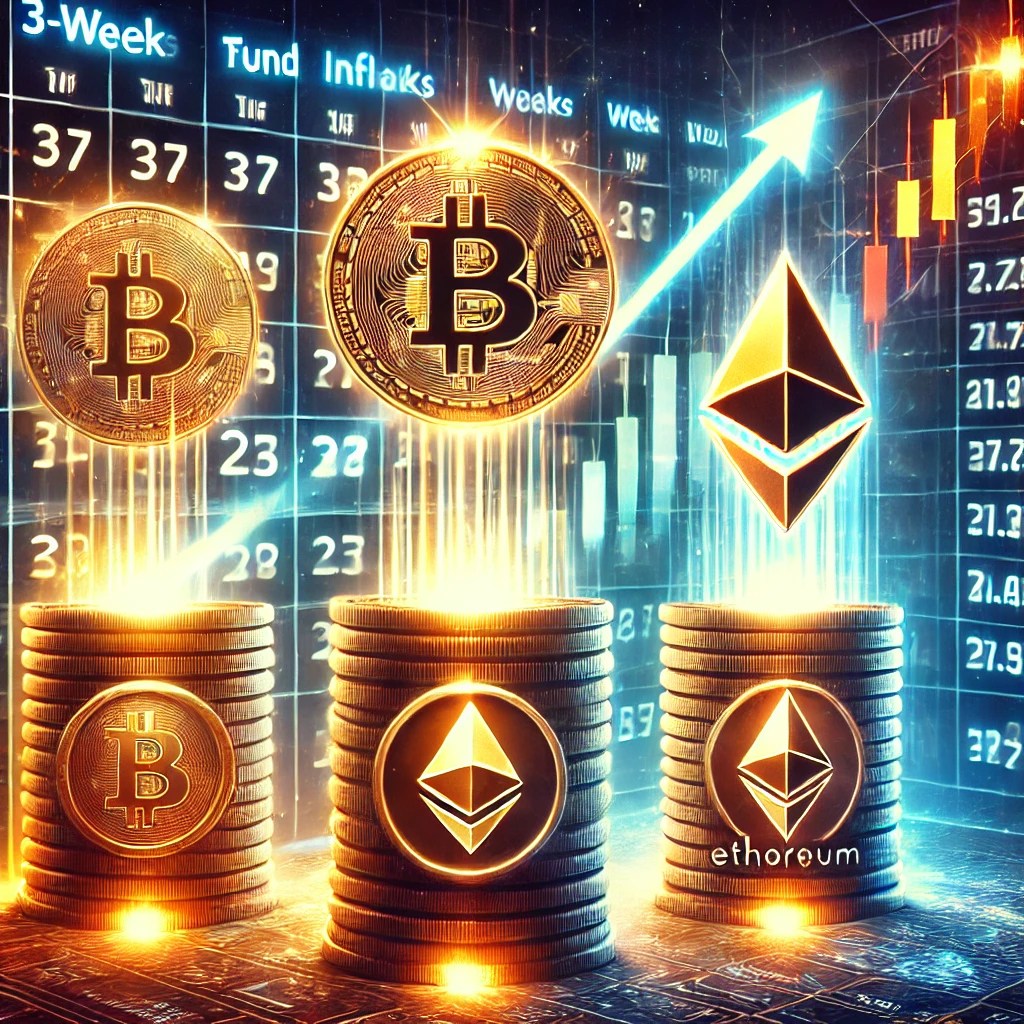 Crypto Fund Inflows Hit 3-Week Streak: Bitcoin and Ethereum Lead the Charge