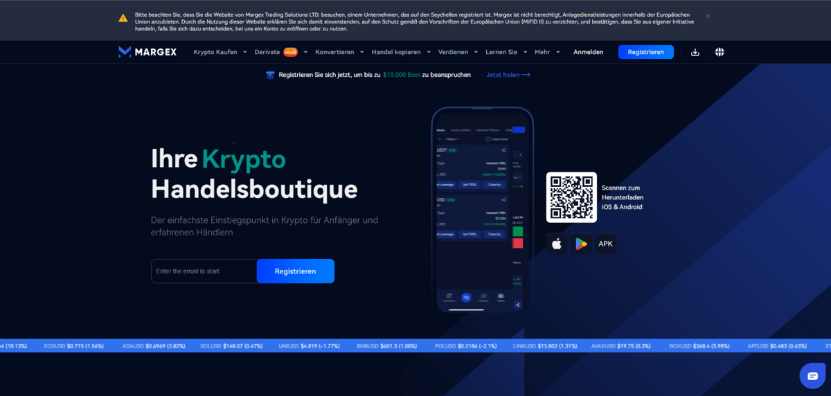 Das ist Margex Homepage