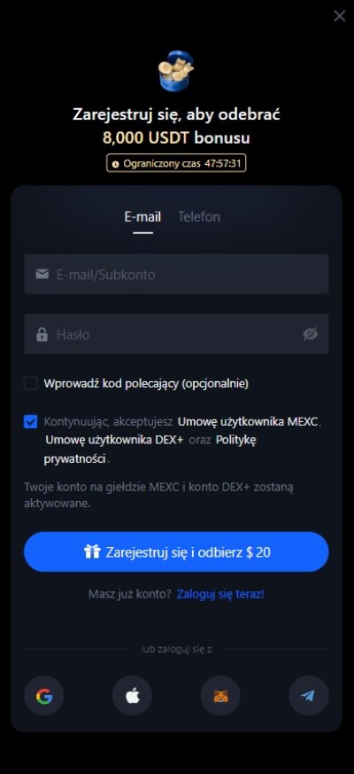 mexc załóż konto