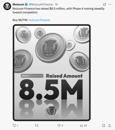 $MUTM has raised $8.5M in its presale so far