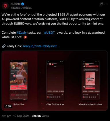 SUBBD Zealy Campaign on X