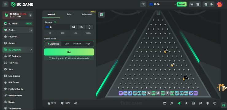 Plinko casino game on BC.Game