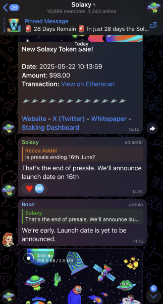 Solaxy Telegram group