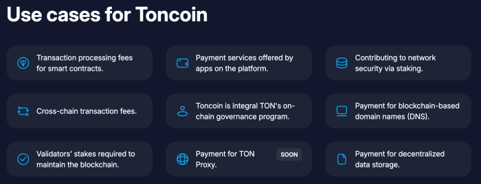Use Cases for Toncoin