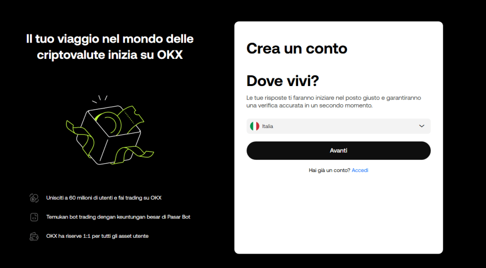bonus benvenuto okx