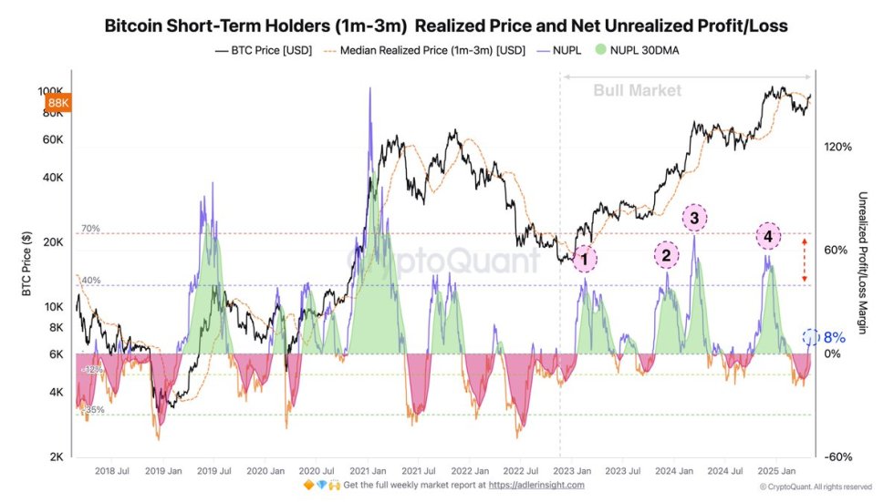 Bitcoin Short-Term Holders Realized Price and NUPL | Source: Axel Adler on X