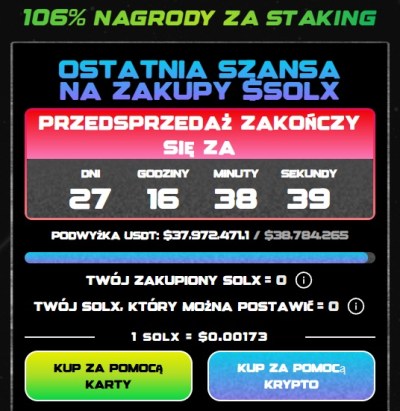 cena Solaxy kurs SOLX crypto presale price