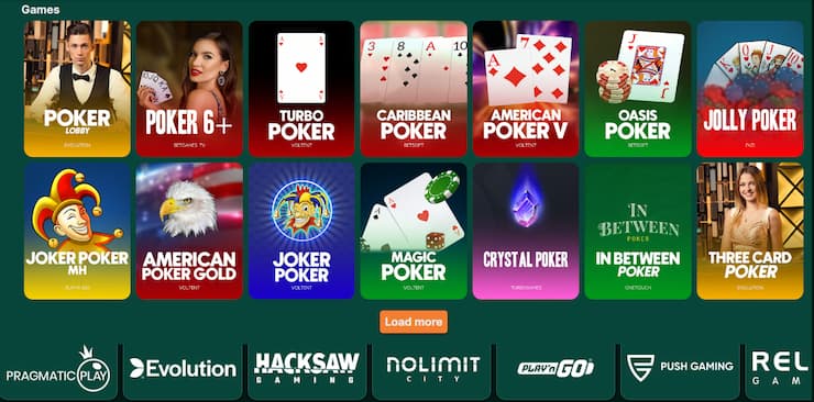 Nabídka pokeru na TG.casino