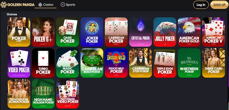 Nabídka pokeru na Golden Panda