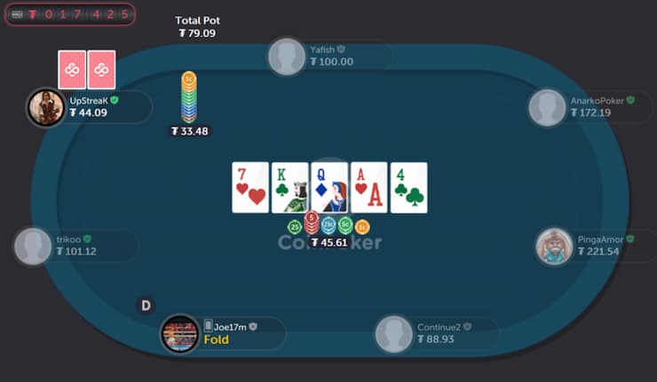 Ukázka online poker na platformě CoinPoker