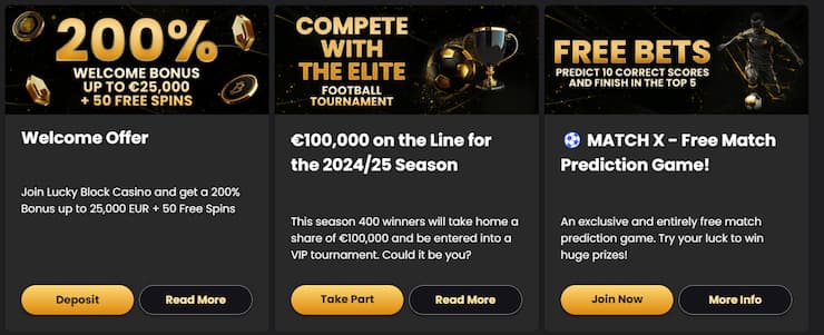 Uvítací bonusy na Lucky Block