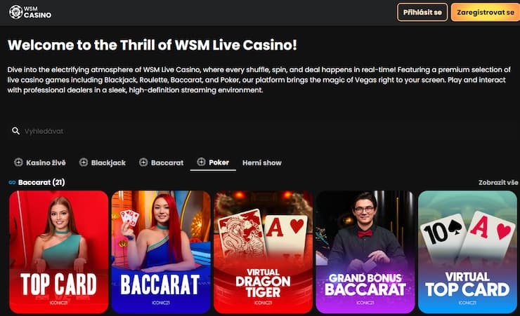 Live poker na WSM casino