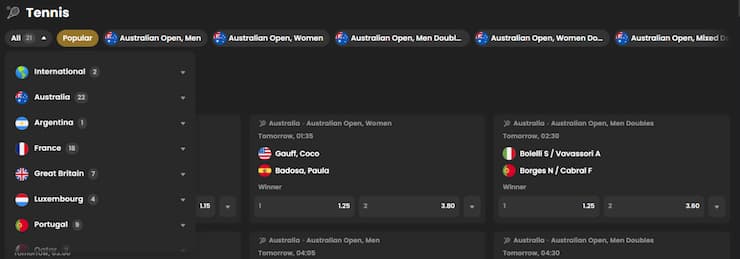 Pestrá nabídka tenisu na Lucky Block