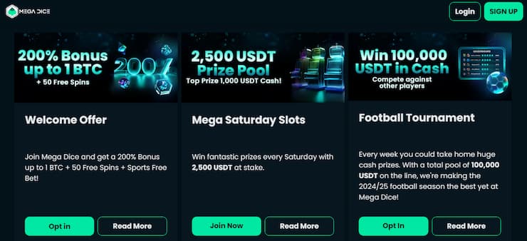 Free spiny ke vkladu na Mega Dice