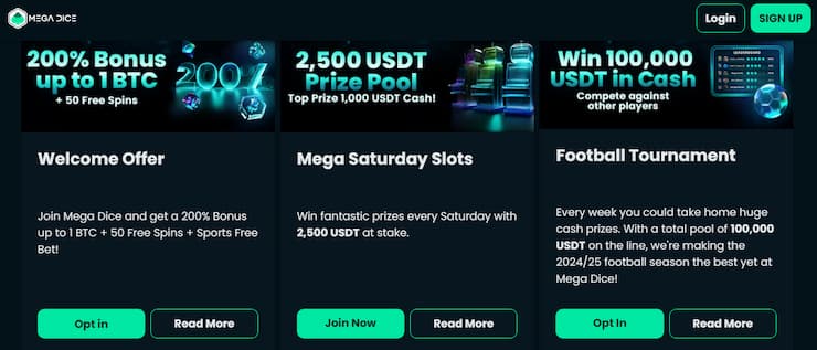 Free spiny na Mega Dice