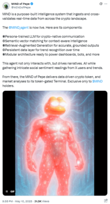  MIND of Pepe AI agent launch