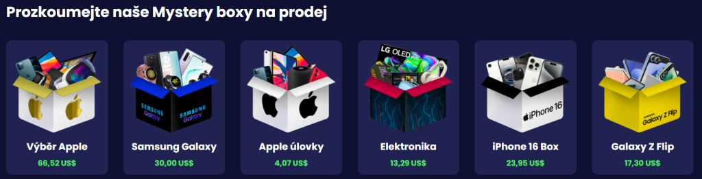 Ukázka mystery boxů na platformě Jemlit