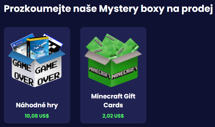Minecraft mystery box na platformě Jemlit