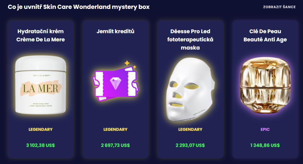 Obsah mystery boxu zaměřeného na kosmetiku na Jemlit